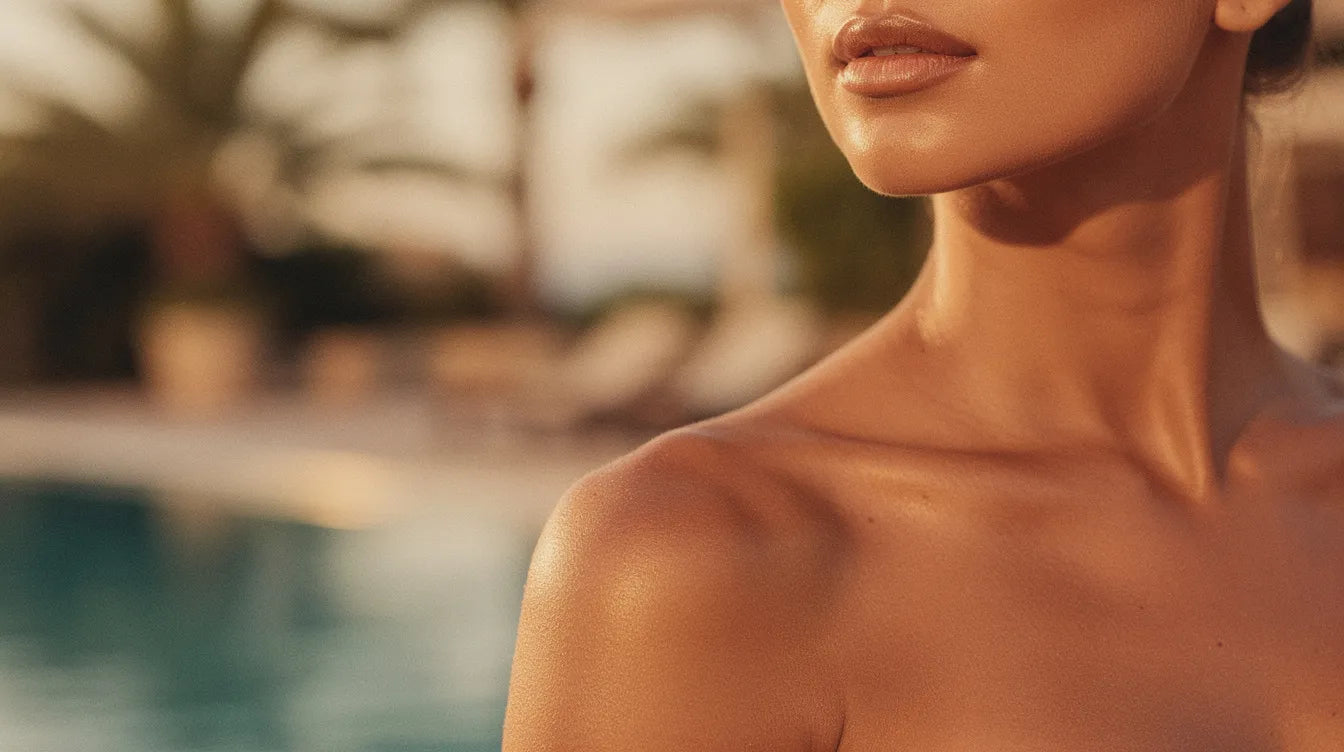 Deep natural-looking self-tan glow at golden hour