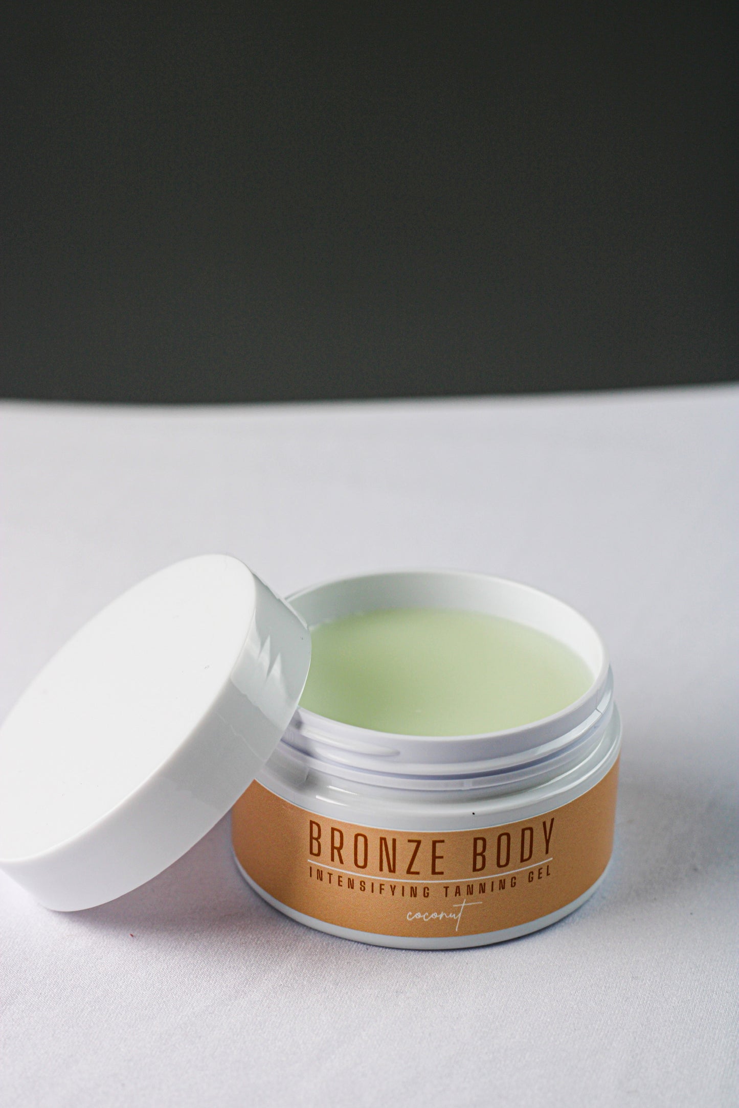 Bronze Body Tanning Gel, Coconut, open tub